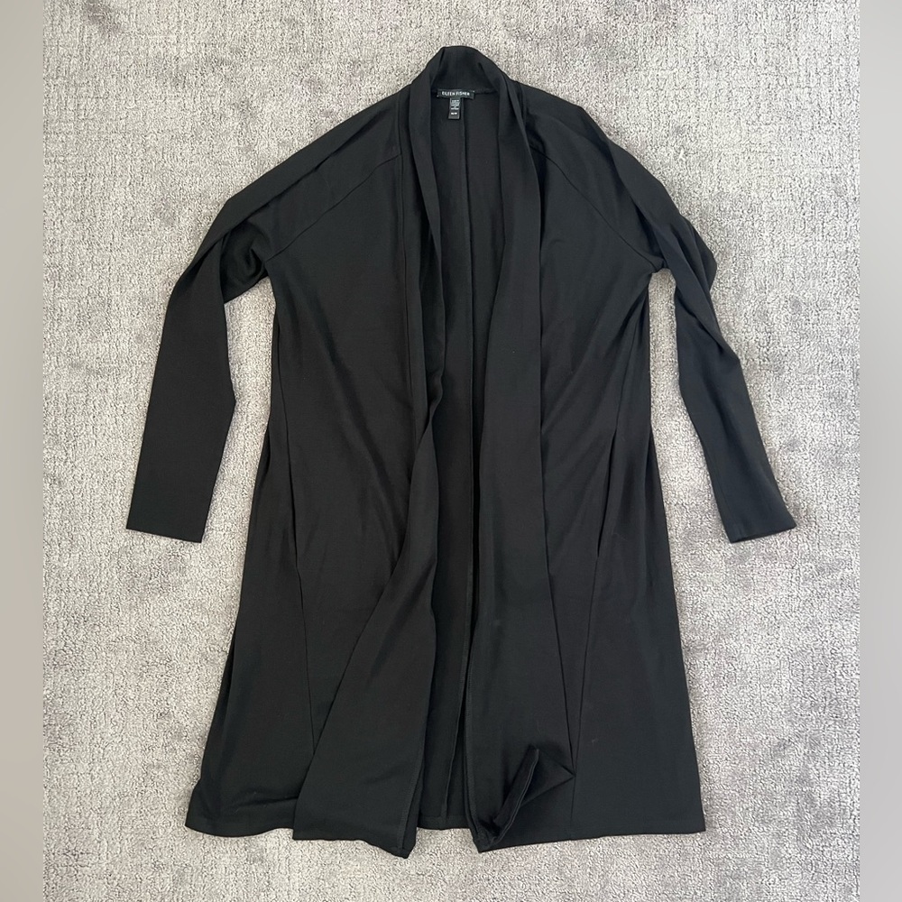Eileen Fisher Black Open Front Cardigan